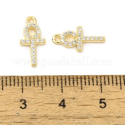 Cross Shape Rack Plating Brass Micro Pave Cubic Zirconia Pendants Charms&nbsp;KK-S396-07D