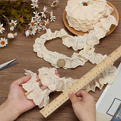 5mのコットン刺繍シワレーストリム  ハート柄リボン  洋服アクセサリー  アンティークホワイト  2インチ（50mm）  約5.47ヤード（5m）/セット&nbsp;OCOR-AR0002-06B