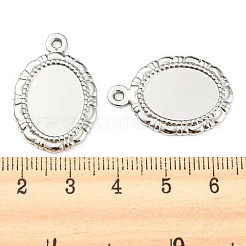 変色しない304ステンレススチールペンダントカボションセッティング  オーバル  ステンレス鋼色  トレイ：16x12.5mm  27x18x2mm  穴：1.6mm&nbsp;STAS-I202-12P