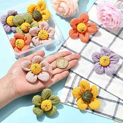 ひまわりの綿ピン 10色 5個  バックパックの服のためのプラチナ鉄ブローチ  ミックスカラー  55x54.5mm  2個/カラー&nbsp;JEWB-CJ0001-71