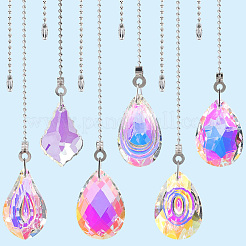 6Pcs Teardrop Glass Charms Ceiling Fan Pull Chain Extenders&nbsp;HJEW-CP00052