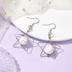 Star Copper Wire Wrapped Acrylic Dangle Earrings&nbsp;EJEW-JE05774