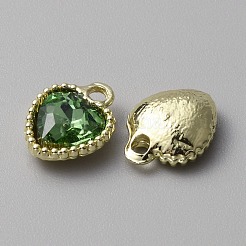 ガラスチャーム  軽金合金の発見  ハートチャーム  グリーン  13x10.5x4mm  穴：2mm&nbsp;GLAA-TAC0004-07LG-B06