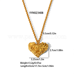 女性用304ステンレスペンダントネックレス  ゴールドカラー  ハート  17.72インチ（45cm）&nbsp;JD6479-2