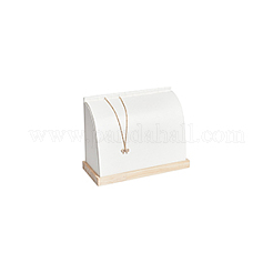 PUイミテーションレザーネックレススタンド  ウッドベースと  ホワイト  20.8x9x15.7cm&nbsp;NDIS-WH0006-19A