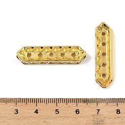 真鍮クリスタルラインストーンスペーサーバー  5穴  六角  ゴールドカラー  35x4x9mm  穴：2mm&nbsp;RB-T019-01A-G