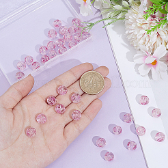 1連売りの光る手作りの金砂ランプワークビーズ連売り  バラの丸  暗闇で光る  ピンク  9~11mm  穴：1.2~1.5mm  約40~41個/連  14.80''~15.31''（37.6~38.9センチメートル）&nbsp;LAMP-PA0001-61