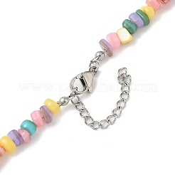 Natural Dyed Freshwater Shell Colorful Nuggets Beaded Necklaces for Women&nbsp;NJEW-JN05434