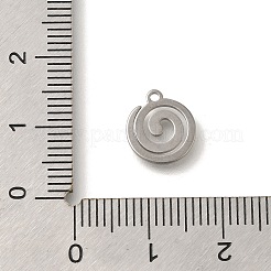 304ステンレススチールチャーム  レーザー切断  スパイラルチャーム  ステンレス鋼色  9.5x10.5x1mm  穴：1.2mm&nbsp;LS-STAS-S144-02A