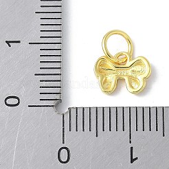 スターリングシルバーの蝶結びチャーム925個  スタンプ925個と丸カン付き  ゴールドカラー  6.5x8.5x1.5mm  穴：3.5mm&nbsp;STER-M093-01G