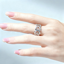 Hollow Out Shell Shape Brass Cuff Open Rings for Women&nbsp;WG8D7EC-01