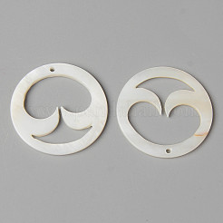 天然淡水シェルのペンダント  リング  乳白色  30x2mm  穴：1.5mm&nbsp;SHEL-N026-80