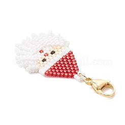 Glass Seed Beaded Santa Claus Pendant Decorations&nbsp;HJEW-MZ00319