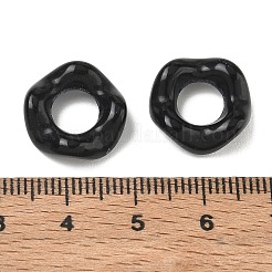 不透明なアクリルビーズ  大穴ビーズ  ウェーブリング  ブラック  15x5mm  穴：7mm  約1000個/500g&nbsp;AC-CBA5019-10A