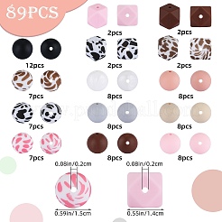 89Pcs Colorful Pattern Printed Silicone Beads Sets&nbsp;SIL-SZ0002-54B