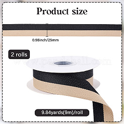 ツートンカラーのポリコットンリボン  ストライプ  モカシン  1インチ（25mm）  約9.84ヤード（9m）/ロール&nbsp;SRIB-WH20020-051B