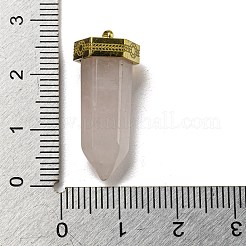 天然ローズクォーツは、ペンダントを指摘  ファセット加工された弾丸チャーム、金メッキの 304 ステンレススチール製金具  26~26.5x11.5x10mm  穴：1.4mm&nbsp;STAS-K273-03G-01