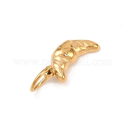 304ステンレススチール製クロワッサンチャーム  丸カン付き  ゴールドカラー  12x6x2.5mm  穴：4.3mm&nbsp;X-STAS-I365-02G