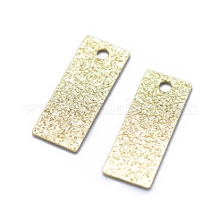 真鍮チャーム  長持ちメッキ  長方形  テクスチャ  14KGP本金メッキ  13x5x0.2mm  穴：1mm&nbsp;KK-F797-12G