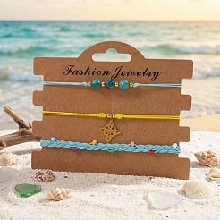 Summer Beach Style Adjustable Synthetic Green Turquoise Imperial Stone Beaded Bracelet Set&nbsp;UQ9789-2