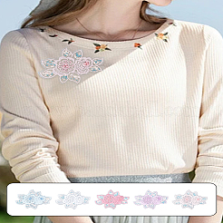 10Pcs 5 Colors Flower Shape Polyester Lace Embroidery Sewing Ornament Accessories&nbsp;DIY-LP0004-33