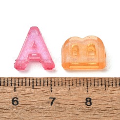プラスチックスライドチャーム  a～zの文字  ミックスカラー  12.5x5~12x5mm  穴：8x2mm&nbsp;PL-CBA2318-01C