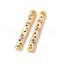Brass Pave Colorful Cubic Zirconia Connector Charms&nbsp;KK-K378-13G