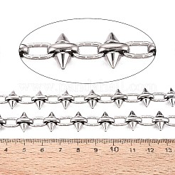 304ステンレス鋼スパイクリンクチェーン  溶接されていない  スプールで  ステンレス鋼色  10x12.5x5.5mm  約16.40フィート（5m）/ロール  リンク：10.5x6x1.5mm&nbsp;CHS-Q009-19P