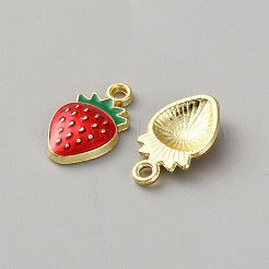 合金エナメルチャーム  ストロベリーチャーム  ゴールドカラー  レッド  17x10x3mm  穴：1.8mm&nbsp;LS-FIND-WH0817-180G