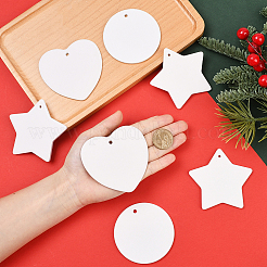 12Pcs 3 Styles Blank Porcelain Sheet Pendant Decorations&nbsp;AJEW-SP0004-05