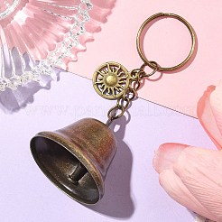 鉄のベルと中空の合金ペンダントキーホルダー  アイアン製キーリング  太陽  8.9cm  日：20x16x2mm&nbsp;KEYC-JKC00998-01