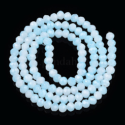 ツートンカラーのイミテーションヒスイガラスビーズ連売り  多面カット  ロンデル  空色  4.5x3.5mm  穴：1mm  約105~110個/連  38~39cm&nbsp;GLAA-T033-01A-05