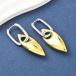 女性用馬の目真鍮フープピアス  ラックめっき  持続的なメッキ  カドミウムフリー＆鉛フリー  ツートン  プラチナ·ゴールデン  55.5x16mm&nbsp;EJEW-U057-06D-03GP