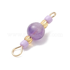 8Pcs 8 Styles Round Synthetic Turquoise & Natural Amethyst & Howlite & Carnelian & Dyed Yellow Jade & Dyed Malaysia Jade and Glass Seed Beaded Links Connector Charms&nbsp;PALLOY-MZ01168