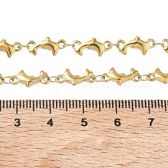 女性用304ステンレススチール製イルカリンクチェーンネックレス  イオンプレーティング（ip）  ゴールドカラー  15.75インチ（40cm）&nbsp;NJEW-G201-02G