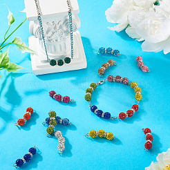 14Pcs 14 Colors Polymer Clay Rhinestone Ball Connector Charms&nbsp;PALLOY-TAC0145