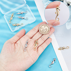 8個2色の環境に優しい真鍮ペンダント  丸カン付き  長持ちメッキ  タツノオトシゴ  本物の金メッキと本物のプラチナメッキ  26.5x9x3mm  穴：3.4mm  4個/カラー&nbsp;KK-BBC0003-40