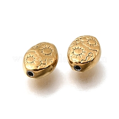 304ステンレススチールビーズ  イオンプレーティング（ip）  花とオーバル  18KGP本金メッキ  8x6x3mm  穴：0.9mm&nbsp;STAS-L315-028G