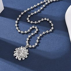 Brass Flower Pendant Ball Chain Necklaces&nbsp;NJEW-D348-01P