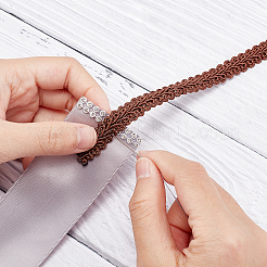 10mのポリエステルリボン  布のDIYを飾るために、1個のプラスチック製の空のスプール  サドルブラウン  13~14x2mm&nbsp;DIY-GF0005-16A