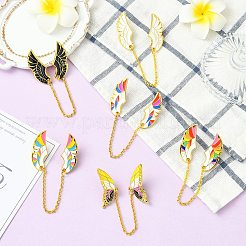 6個 6スタイル ウィングエナメルピン  バックパック衣類用合金吊り下げチェーンブローチ  ミックスカラー  117~153mm  1個/スタイル&nbsp;JEWB-CJ0001-39