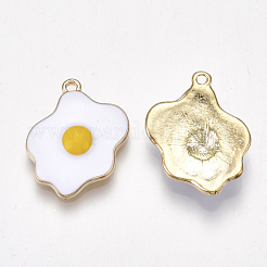 合金ペンダント  エナメル  目玉焼き/ポーチドエッグ  ライトゴールド  ホワイト  23.5x19x3.5mm  穴：1.5mm&nbsp;X-PALLOY-S177-10