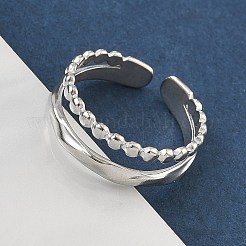 304 Stainless Steel Open Cuff Rings for Women&nbsp;RJEW-A079-04A-P