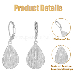 ティアドロップ真鍮フレンチフックピアス4組  プラチナ  32x14mm&nbsp;EJEW-HS0001-21P