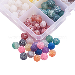 200Pcs 10 Colors Natural Weathered & Crackle Agate Beads Strands&nbsp;G-CJ0001-54