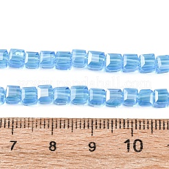 電気メッキガラスビーズセット  ABカラーメッキ  多面カット  キューブ  空色  4~5x4~5x4~5mm  穴：1mm  98~100個/連  40~43cm&nbsp;EGLA-D018-4x4mm-41