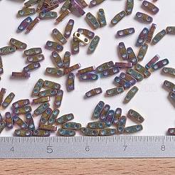 MIYUKIクォーターティラビーズ  日本製シードビーズ  2穴  （qtl188)メタリックパープルゴールドアイリス  5x1.2x1.9mm  穴：0.8mm  約480個/10g&nbsp;X-SEED-J020-QTL188