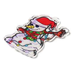クリスマステーマのアクリルパーツ  雪だるま  38x27x2.5mm  穴：1.8mm&nbsp;MACR-C024-05B