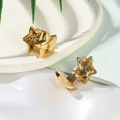 イオンプレーティング(IP) 304 ステンレススチール フープピアス  18KGP本金メッキ  スター  14x15x16mm&nbsp;EJEW-C124-01C-G