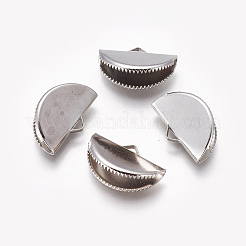 アイアン製カシメリボン止めエンドパーツ  プラチナ  12.5x20mm  穴：2x3.5mm&nbsp;IFIN-WH0051-20P
